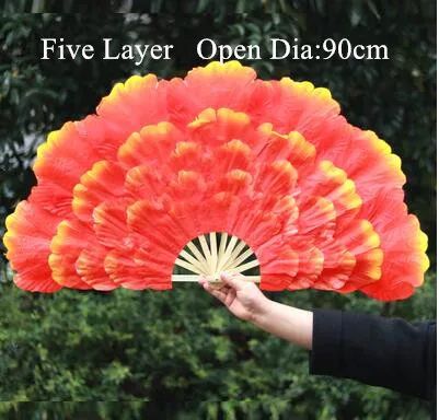 Китайский пион Блоссом бамбуковый складной танцевальный Ручной Веер для танца янгко танцевальный реквизит градиентный цвет для детей и взрослых - Цвет: Fiver Layers