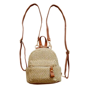 

Mini Backpack Bag Female New Korean Straw Women Shoulder Bag Knit Small Backpacks Women's Casual Daypacks Mochila Feminina