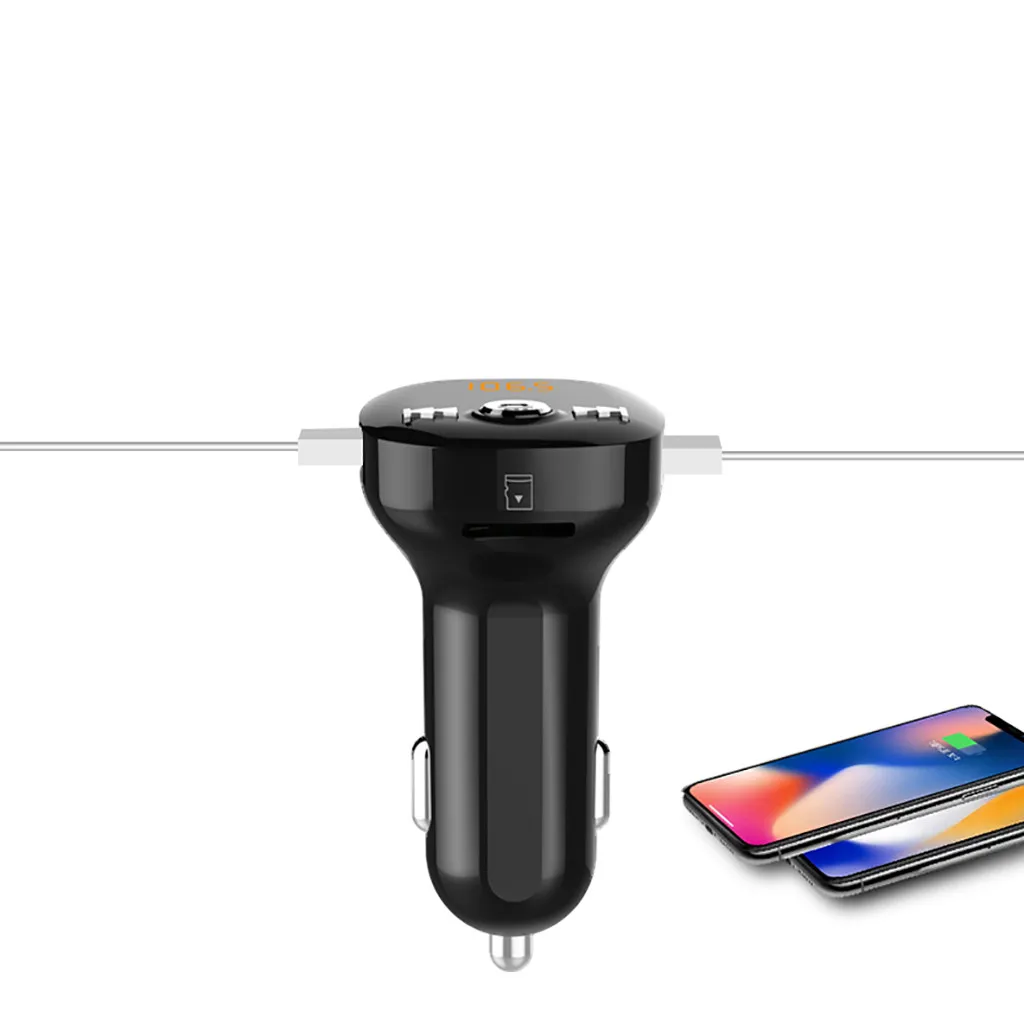 

Bluetooth Version 5.0 Car LED Display USB Charger FM Transmitter Radio Adapter MP3 Player Quick Charge #WL1