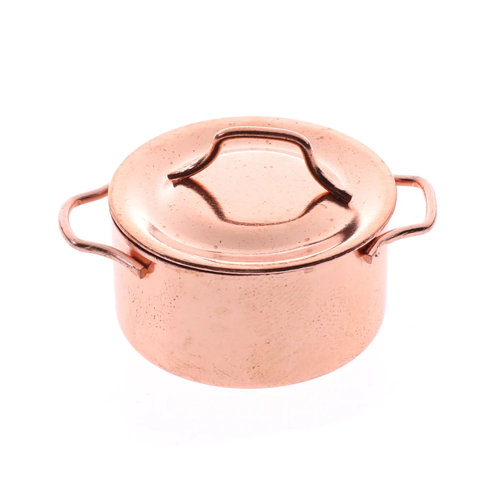 1:12 Mini Pot Boiler Pan With Lid Doll House Accessories Dollhouse Miniature Kitchen Utensils Cooking Ware Play Kitchen Toys 2