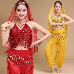 Живота Танцевальный костюм набор женщина Болливуда женщин Индийский живота Танцы Болливуда Танцевальный костюм s Профессиональный Топ
