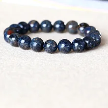 Высококачественный натуральный Золотой синий питерзит, растягивающийся мужской браслет с круглыми бусинами 10 мм