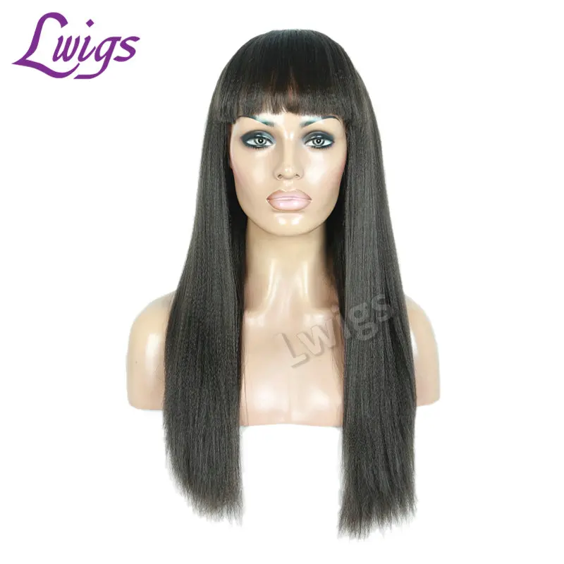 

Light Yaki Synthetic Lace Front Wigs for Black Woman Cheap Heat Resistant Fiber Synthetic Lace Front Wigs with Bangs For Woman
