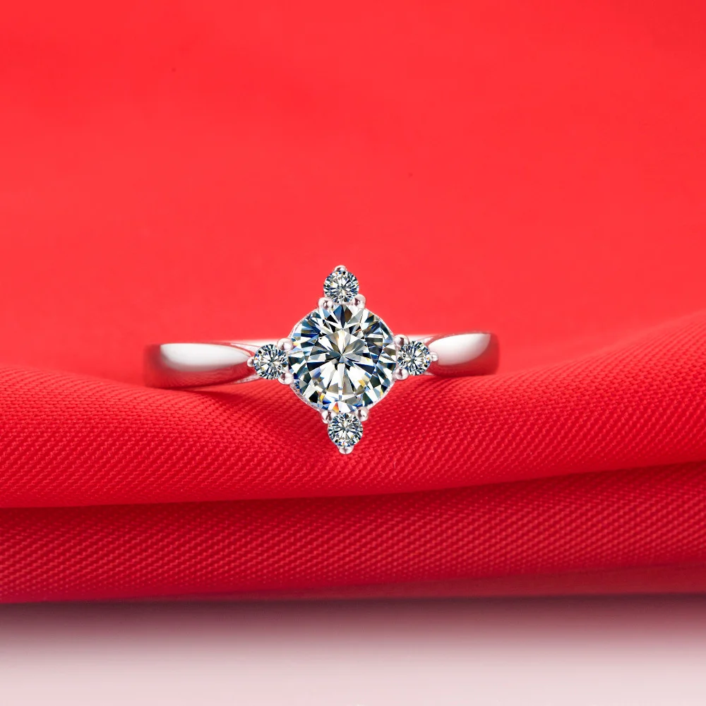 Ювелирные изделия для помолвки 0.6Ct Bling взаимодействие синтетических алмазов свадебные блестящие кольца для женщин 925 серебряные ювелирные изделия Роскошные Цветные Кольца
