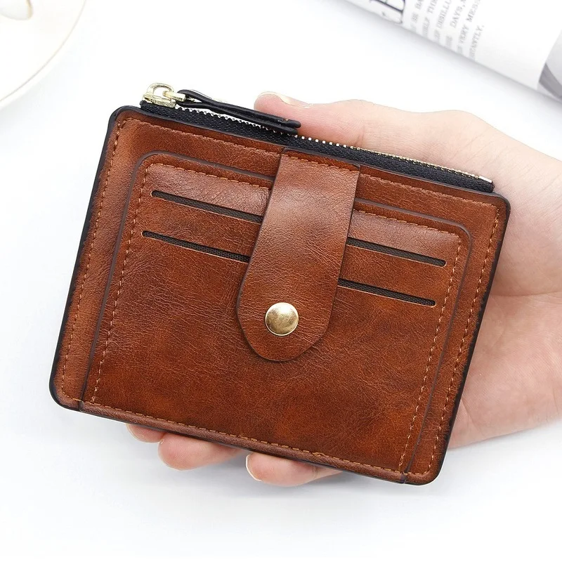 

Mini PU Leather Business Card Holder Wallet Men Slim Card Case for Women with Id Window Casual Small Colorful Hasp Cardholder