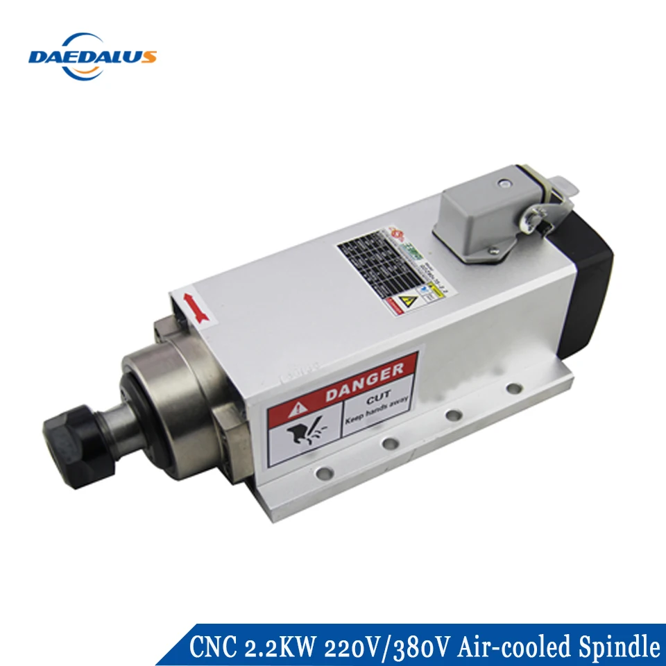 

Daedalus Square Air Cooled Spindle Motor 2.2KW 220V and 380V ER20 Square Shape High Speed Spindle Motor for CNC Milling Machine.