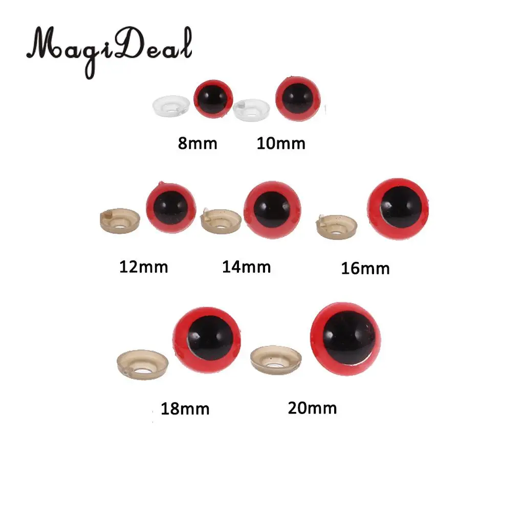 Hot Sale Black 12-20mm Plastic Safety Eyes with Washers for Teddy Bear Doll Dog Plush Animal DIY Craft Toy