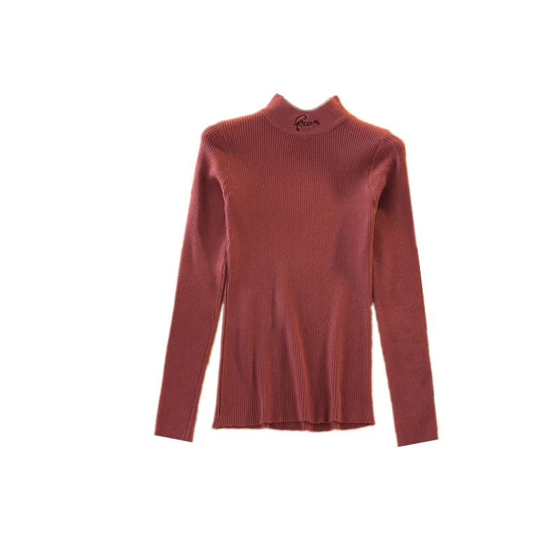 ZB3853 autumn winter 2020 new women's wear semi-turtleneck pullover long sleeve slim letter knit sweater cheap wholesale | Женская