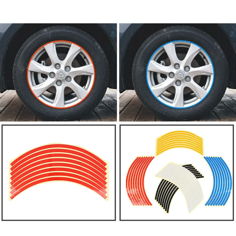 

8Pcs 10-20 Inch Wheel Styling Wheel Sticker Reflective Rim Tape Motorcycle Accessories Interior Decals Wire Car Auto Car Styling