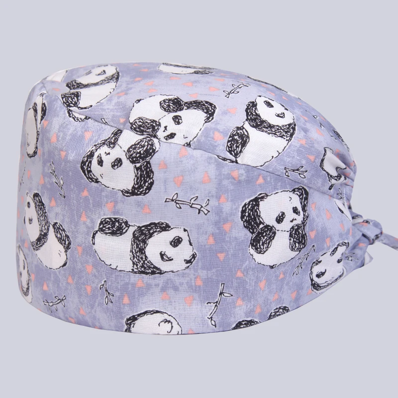 Panda хирургическая Кепка s ветеринарные женские головные уборы для медсестер Лаванда хлопок больница доктор дантист Рабочая шляпа череп наземная Кепка