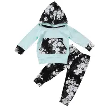 3 вида цветов; одежда для малышей; топы с капюшоном для маленьких девочек; штаны с цветочным принтом; комплект одежды