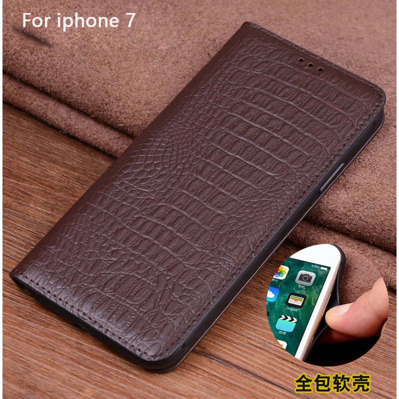 

For iphone 7 Case cover Luxury Genuine Leather flip Back Cover For iphone7 case back shell For iphone 7
