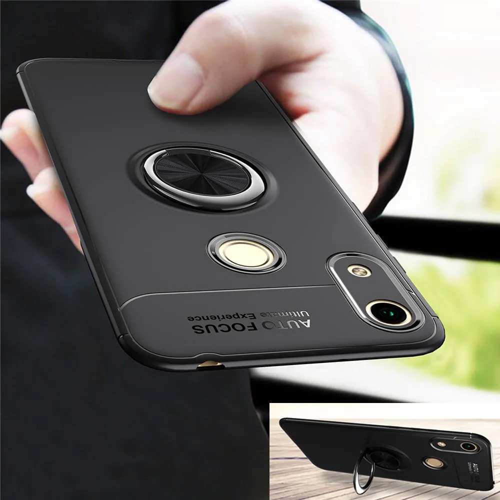

KDTONG Phone Cases sFor Cover Huawei Honor 8A Case Soft Silicone Magnetic Ring Cover For Huawei Honor 8A Honor8A 8 A Case Cover