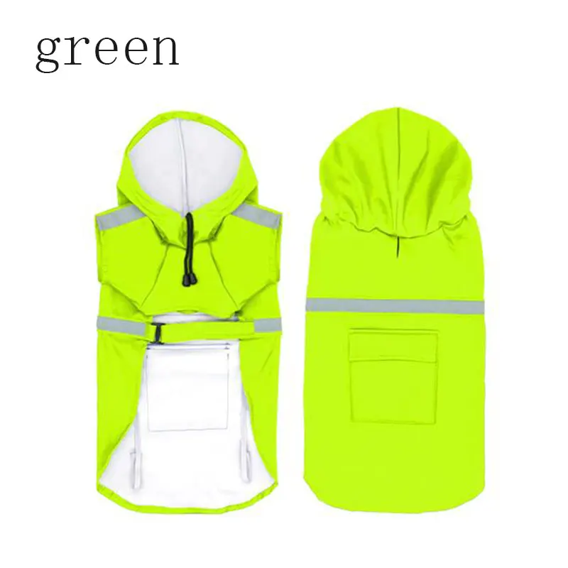 Дождевик для собак, водонепроницаемая куртка для собак, светоотражающий дождевик для собак, одежда для маленьких, средних и больших собак, S-5XL из лабрадора, 5 цветов - Цвет: Зеленый