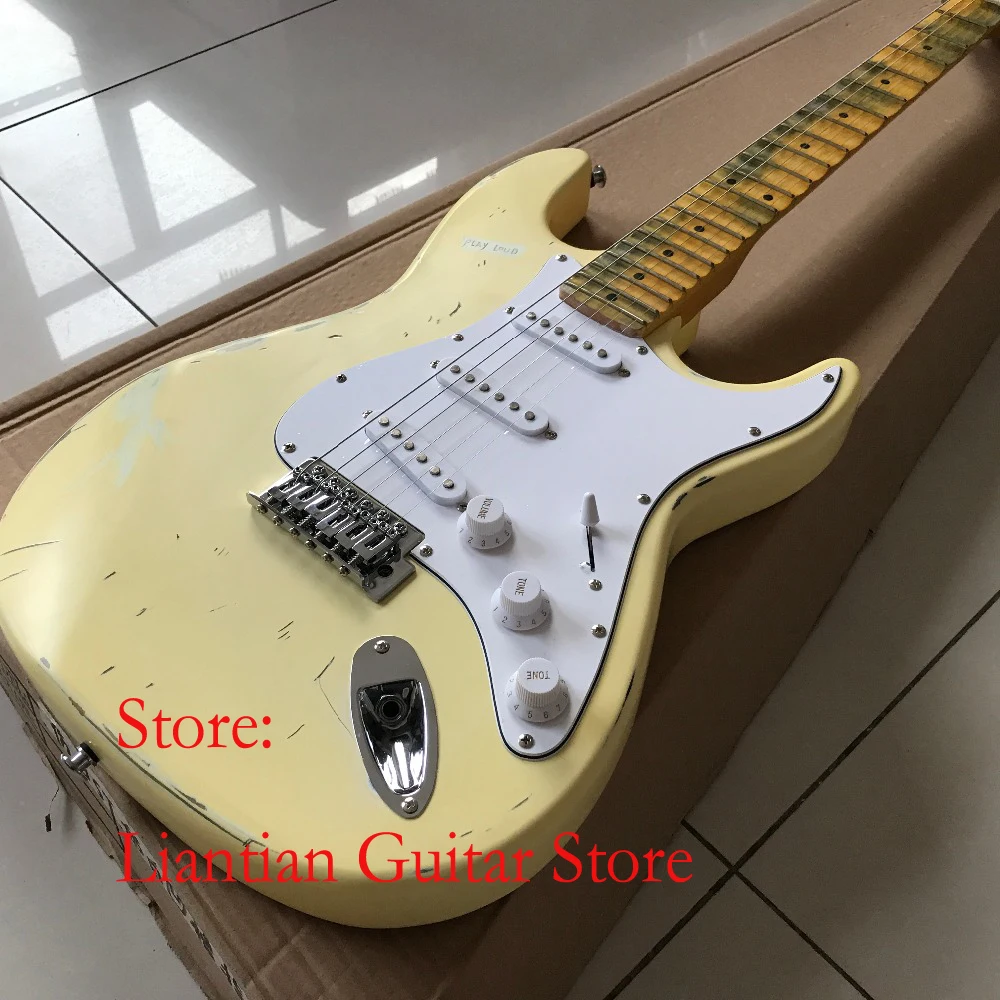 Custom Shop FD ST Malmsteen дань винтажная электрическая гитара белая Краска Крем-основа
