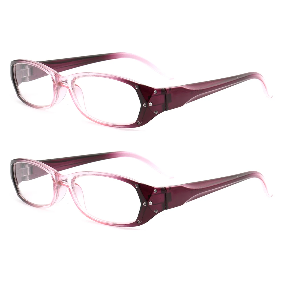 

YOUTOP 2 Pack of Women's Fashion Pink Purple Oval Full-rim Reading Glasses Lightweight Fashion Casual Eyeglasses 1.0-3.5 Readers