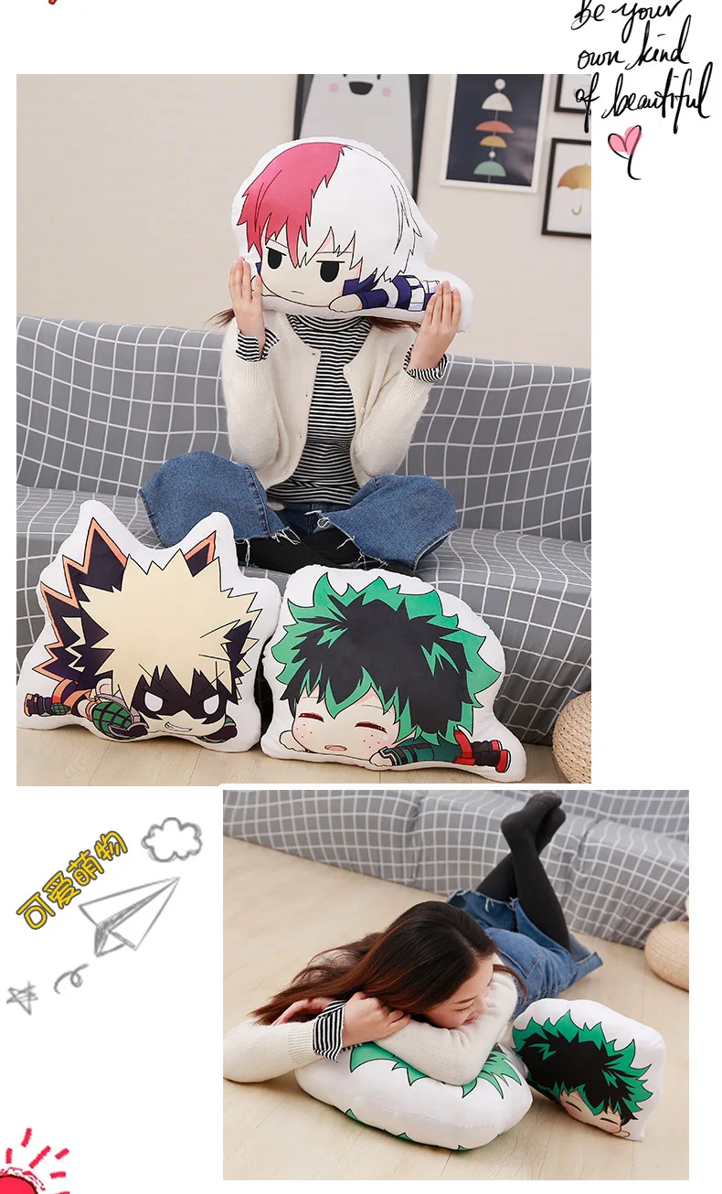 My Hero Academia Anime Boku Yoh Asakura Katsuki Bakugo Shoto Toooroki Dolls Pillow Crush Stuffed Toys Plush Girl Soft Gift