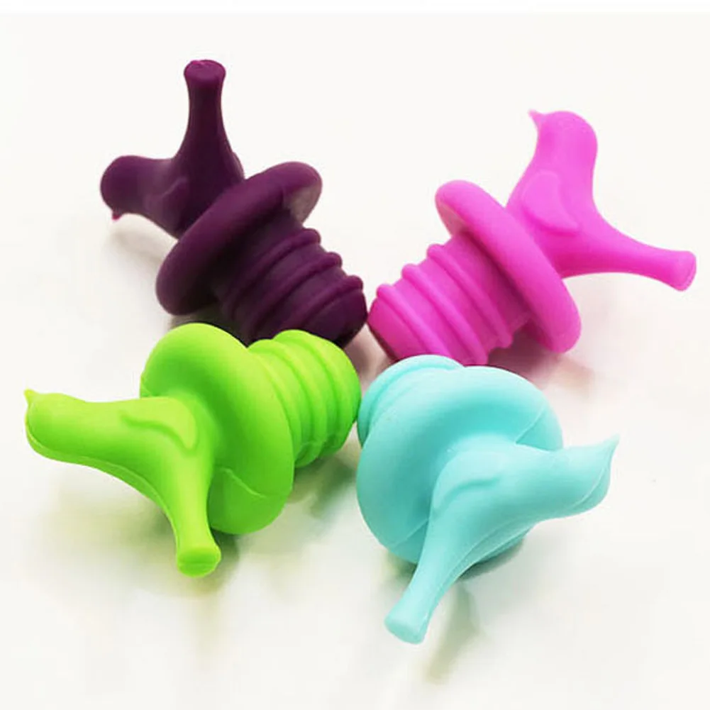 

1Pc Creative Bird Design Silicone Wine Stopper Wedding Gift Wine Pourer Stoppers