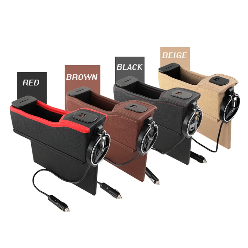 1X Car Seat Gap Crevice Storage Box Cup Drink Holder Organizer Auto Phone Charger with 12V Car Charger Phone Holder 