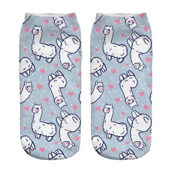 

Cartoon Alpaca 3D Print Socks 1pair/pack Hot Sale Women's Unisex Fashion Cotton Low Cut Short Socks Girls Funny Cute Sock Casual