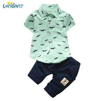 

LONSANT Baby Boy Gentleman Outfits Suit Short Sleeve Printed Toddler Shirt Tops+Shorts Summer Set Kids Clothes N30