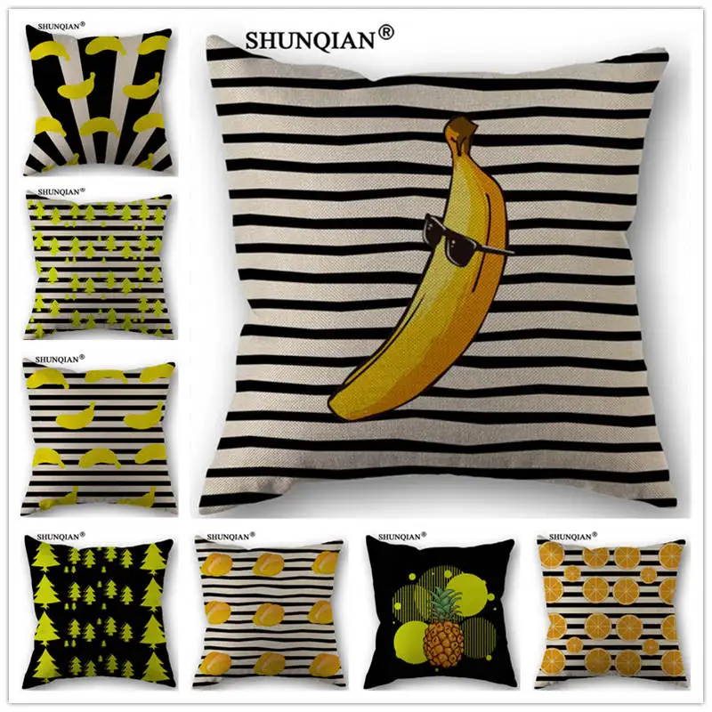 C415115 Banana creative fruit pillowcase Linen Cotton Pillowcase Custom
