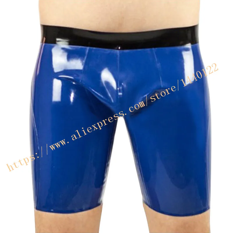 Мужской резиновый латекс Короткие штаны повседневные Боксеры Шорты LPM082 - Цвет: Синий
