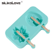 SILIKOLOVE 2 полости клубника цветок форма силиконовая форма для Фруктового мороженого на палочке DIY формы для десертов лоток с палочки для сладостей бесплатно