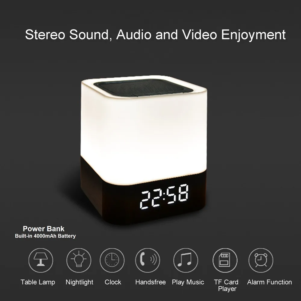 

SVPRO nightlights Alarm clock 4000mAh power bank portable loudspeaker four in one bluetooth speakers