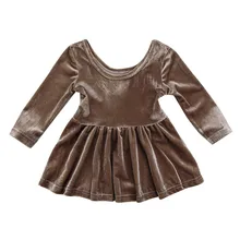 Золотистое бархатное платье для маленьких девочек детское платье с длинными рукавами плащ платье принцессы для детей от 0 до 24 месяцев