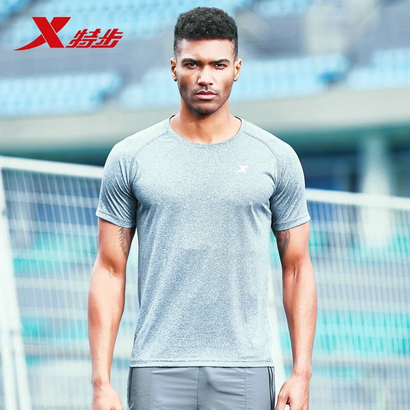 Koop Xtep Mannen Sport T shirt Zomer Ademend Fitness Casual Man Running T shirt Elastische T shirt Mannen Atleet T shirt 881229019273