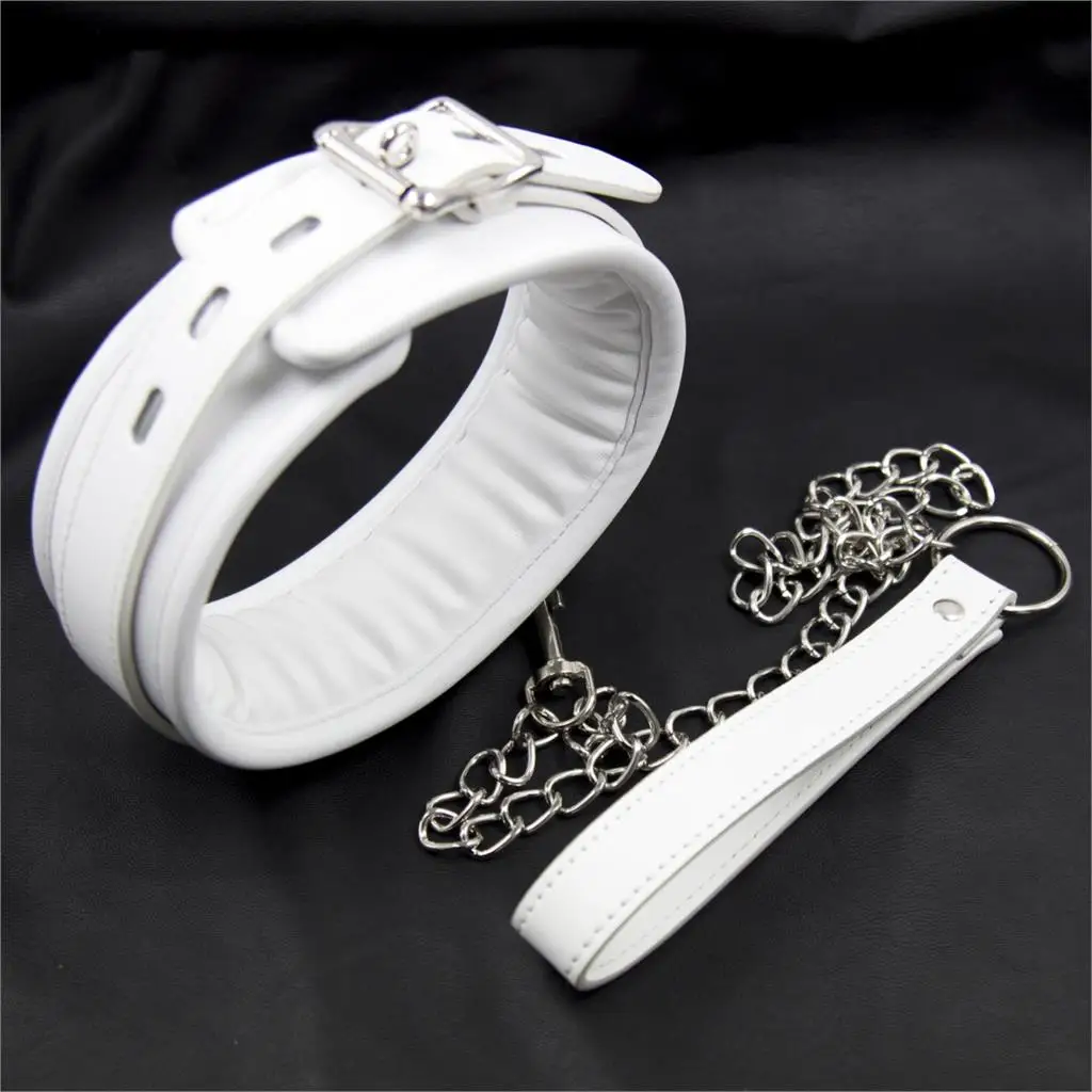 New Color White Soft SM Thick Sex Collar Dog Slave Bondage Collar
