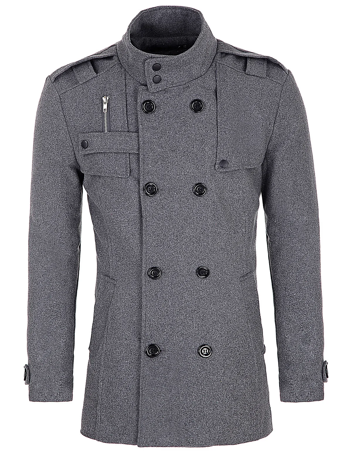 Korean fashion Men jacket Slim Fit solid long sleeve stand neck outwear Autumn Winter Double