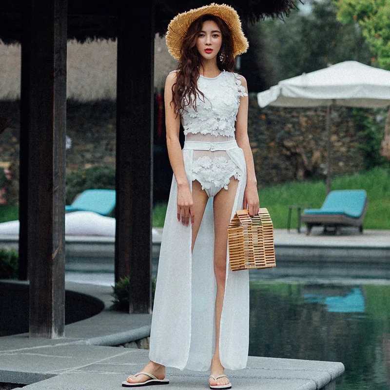 

One Piece Sports Swimwear Swimming Costume Swimsuit For Women Fused With Ruffles Xiangfeng Flower Skirt Sexy Back Slender Cover