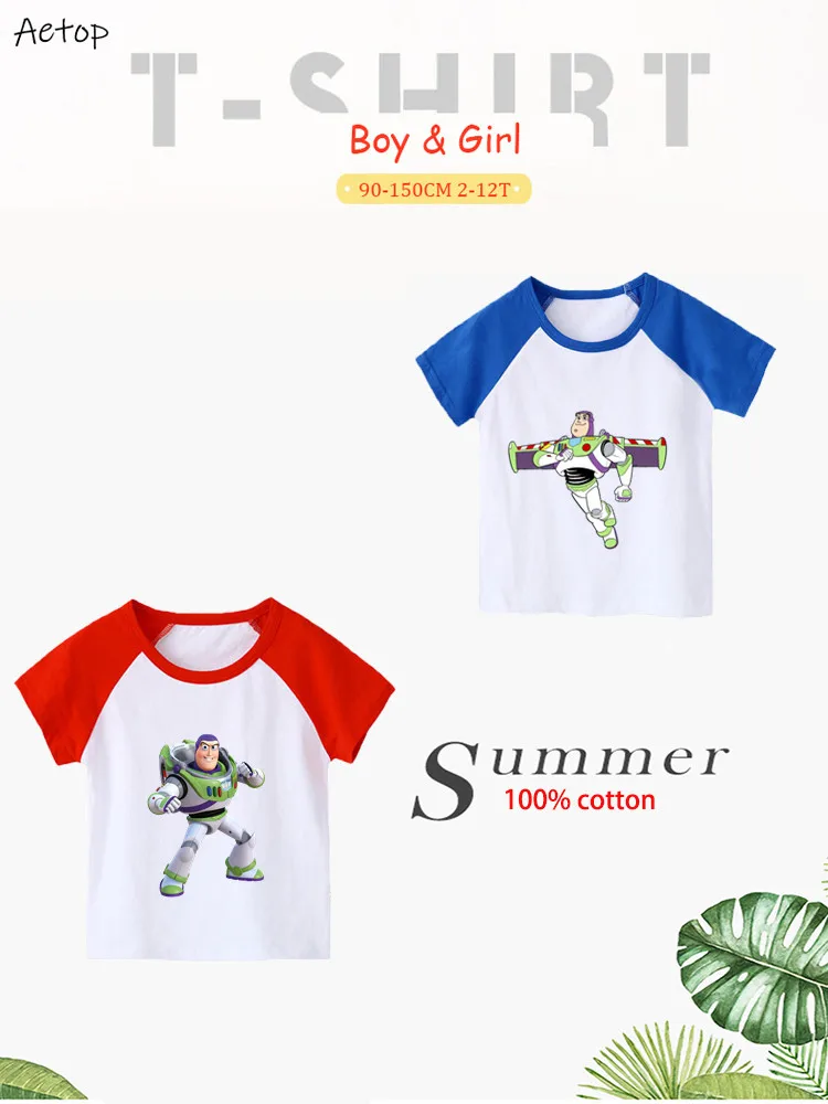 

2019 children T shirt Buzz Lightyear Anime Funny Printed T Shirt Men Short Sleeve T-shirts with Cartoon boy summer TShirt