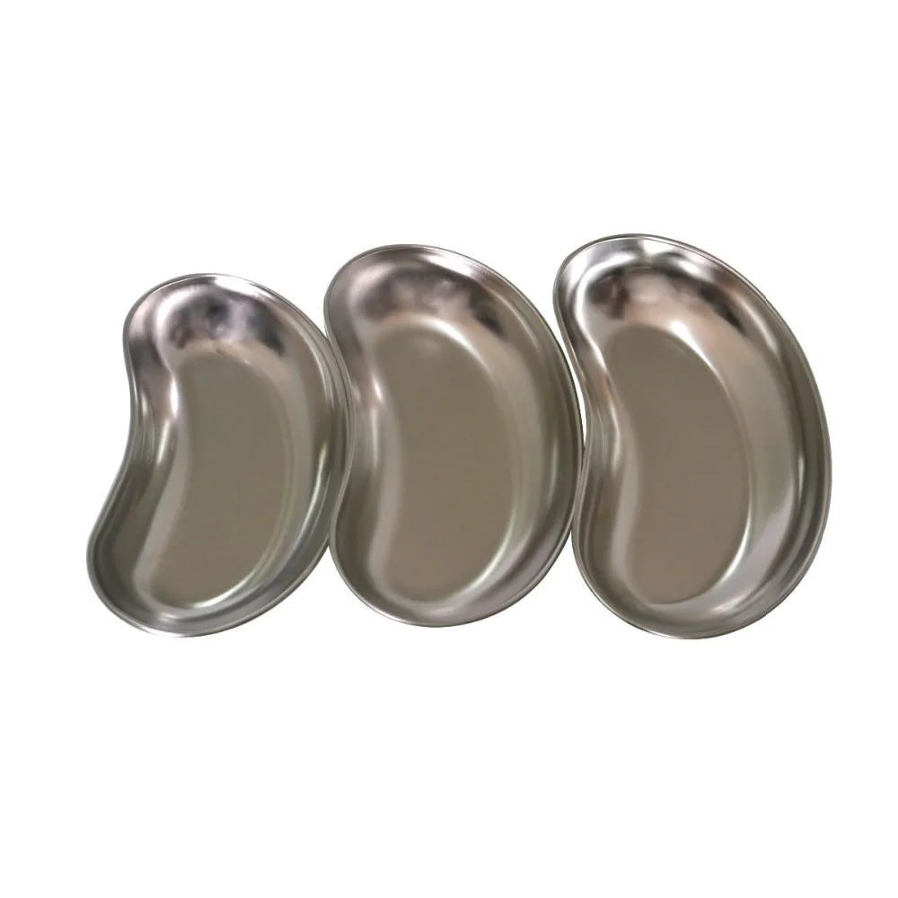 1pcs Surgical Stainless Steel Curved Kidney Trays Anti Corrosion Deep Waist Plate Dental Container Tool S/M/L