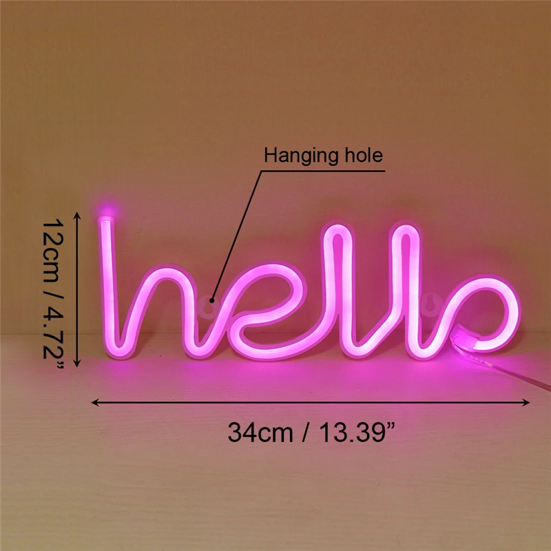 Ночной светильник с неоновым алфавитом Hello неоновый s для дня рождения свадьбы