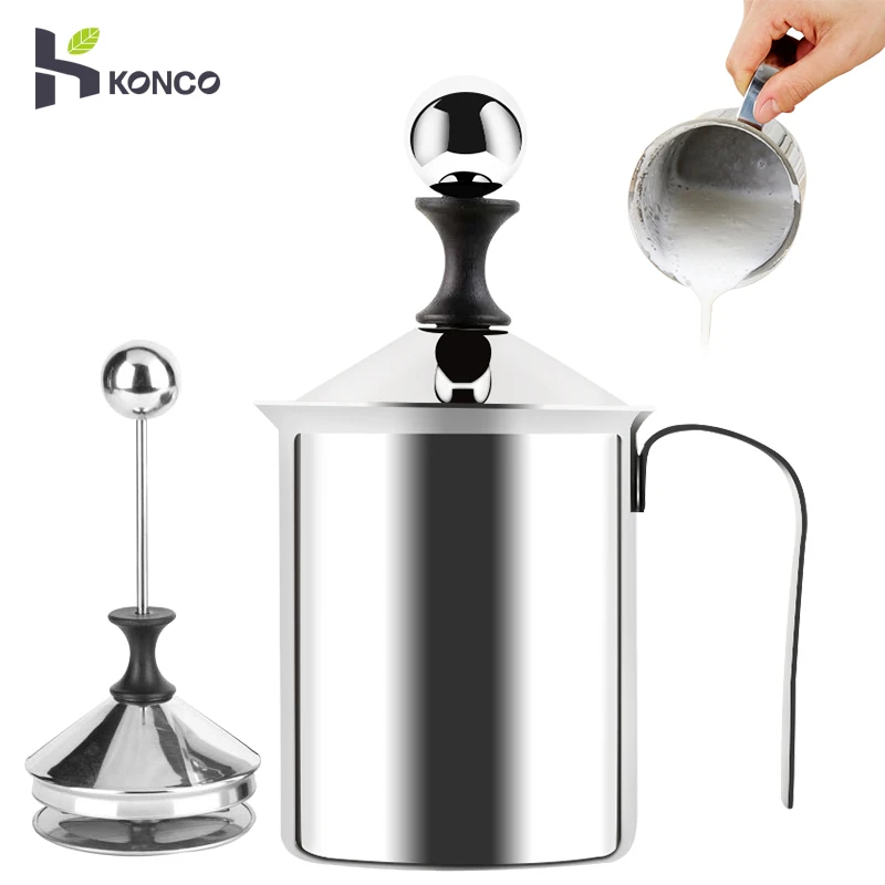 Konco Handheld Milk Frother Portable and Powerful Foam Maker for Make Cappuccinos, Lattes, Bulletproof and Keto Coffee Handhel Konco Handheld Milk Frother Portable and Powerful Foam Maker for Make Cappuccinos, Lattes, Bulletproof and Keto Coffee Handhel