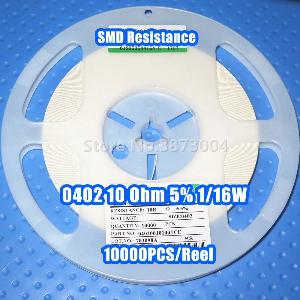 

1 Reel 0402 10R 10 Ohm 5% 1/16W SMD resistance 10000PCS/Reel
