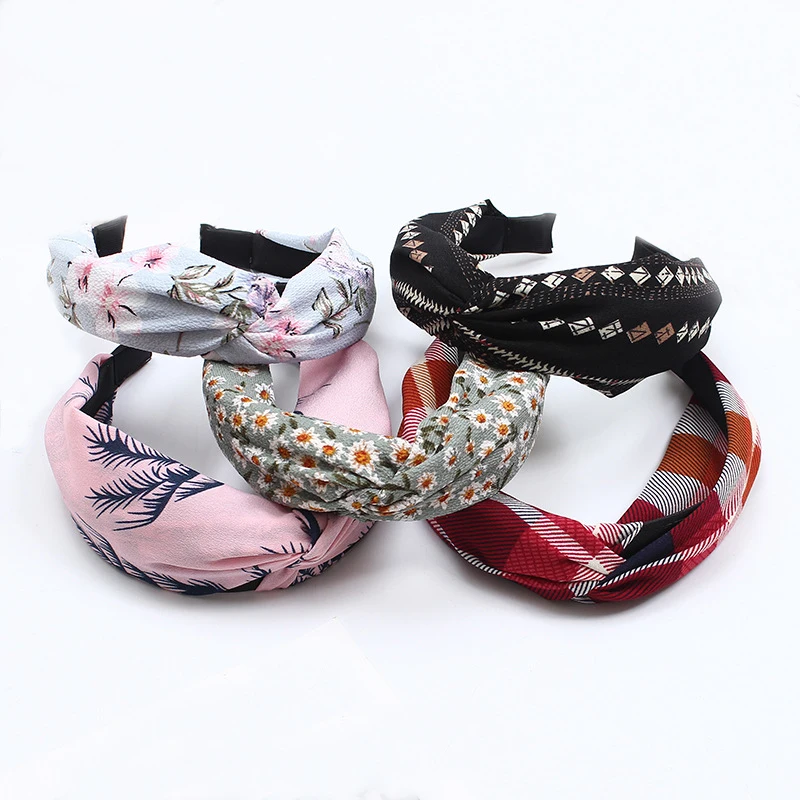 

Bohemian Hairbands Fashion Cross Knot hair assessoires for women girls fabric turban Headbands Hair Band Hoop scrunchy Headdress