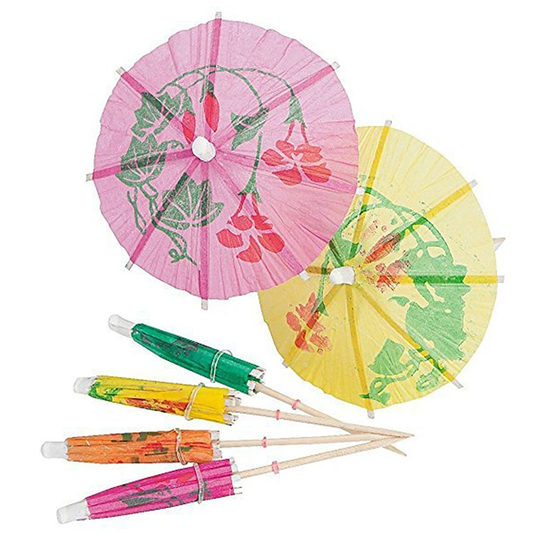 

10pcs Creative Cocktail Decoration Umbrella-shaped Bamboo Sticks Snack Cake Fruit Sign Umbrella Sign Party Accessory