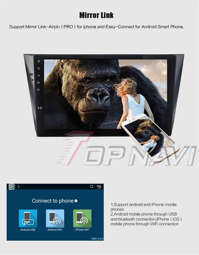 car android 1 din For VW Bora 2016