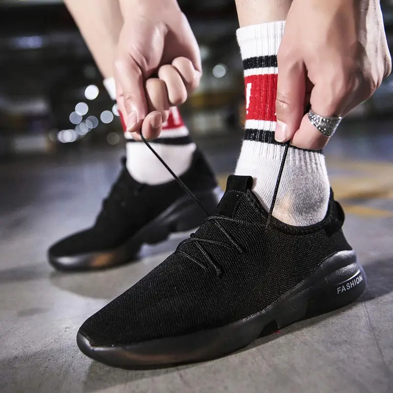 

Plus Size Breathable Mens Running Shoes Mesh Shoes Men Sport Lightweight Men's Sneakers Summer Sports Shoes Black Male Gym B-302