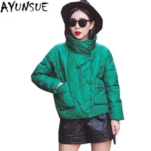 Новинка женские зимние куртки на утином пуху короткие женские теплые толстые пуховые пальто со стоячим воротником женские черные парки Лидер продаж LX2231