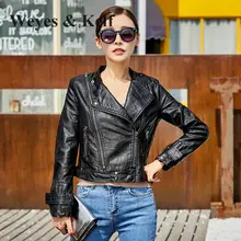 Weyes& kelm/весенние однотонные короткие женские кожаные куртки с воротником-стойкой из искусственной кожи г., модное тонкое кожаное пальто для женщин, байкеров
