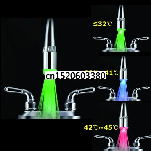 

Free_on Temperature Sensor 3 Colors Changing RGB LED Light Water Tap Faucet Glow Shower