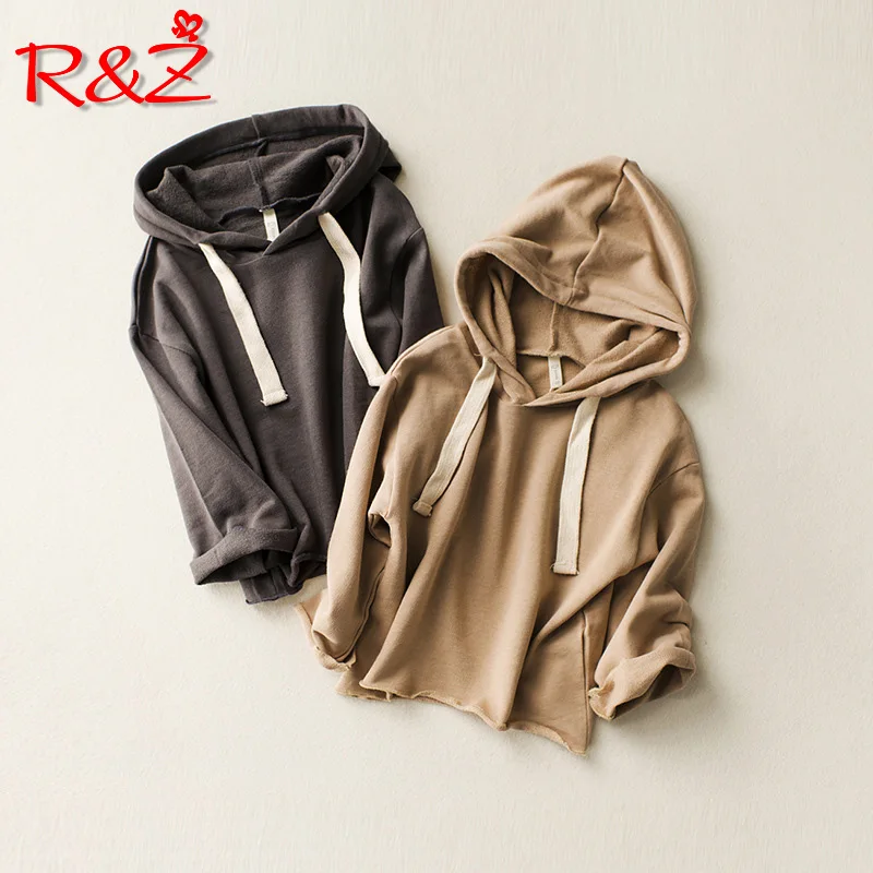 

R&Z children's sweater 2019 spring and autumn new boy hooded sweater solid color casual tether top