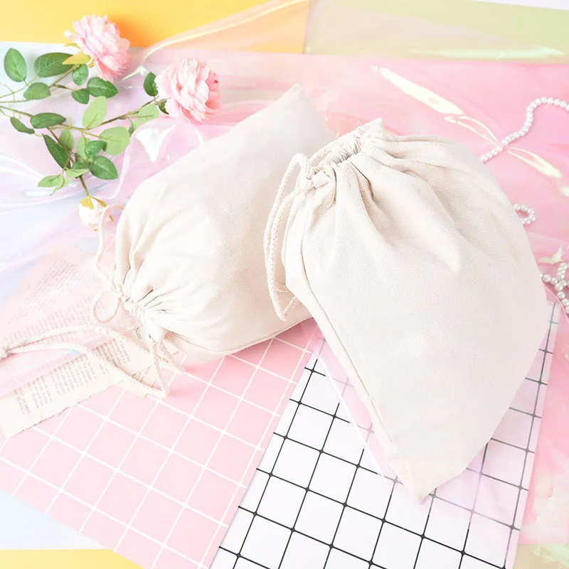 1Pcs Drawstring Storage Bags 4 Sizes Cotton Linen Small Rope Pouches Travel Tea/candy/key Package Gift Bag