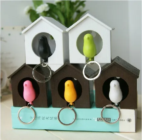 

Cute Bird Nest House Adornment Bird Whistle Good Toy Key Buckle Chain Hanging Houlder Keychain Keyring For Keys