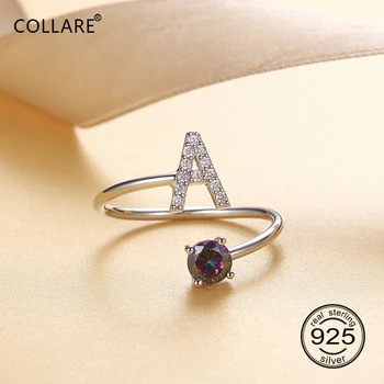 

Collare 925 Sterling Silver Initial Letter A-Z Rings For Women Wedding Ring Danity Girls Gift Alphbet Name Womens Ring R017